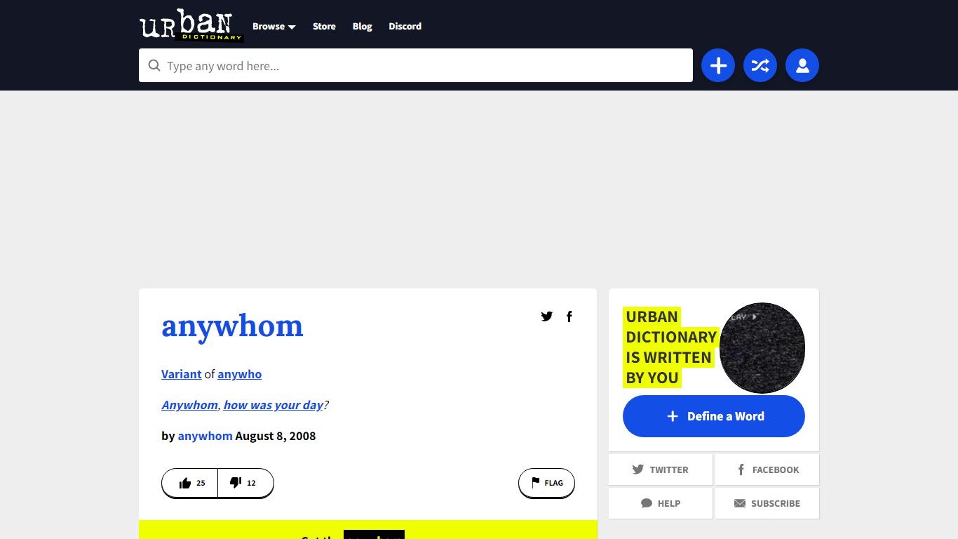 Urban Dictionary: anywhom